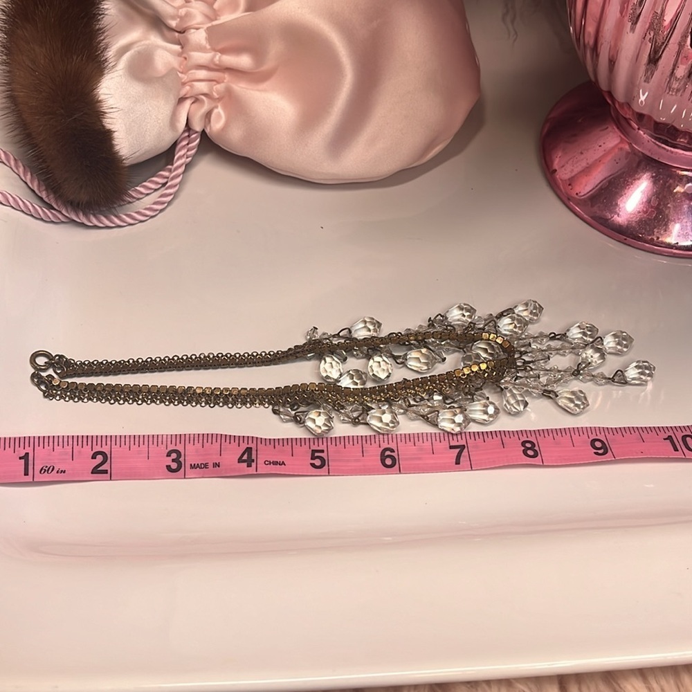 VINTAGE Chainmail & Crystal drop necklace - Picture 9 of 9
